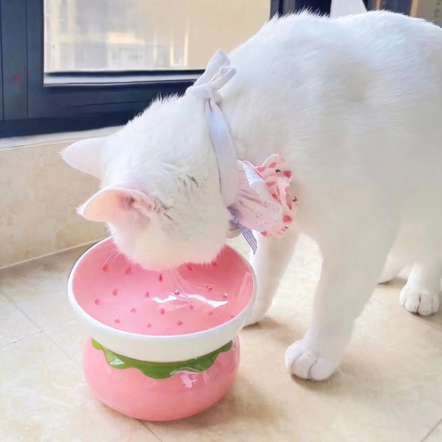 Strawberry Ceramic Cat Bowl Mewtie Boutique